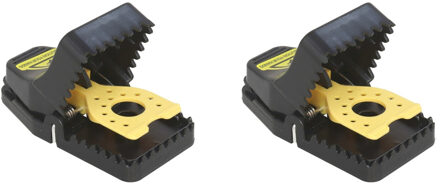 Alma Garden Trio muizenval - 2x stuks - hout/metaal - 12 x 6 cm