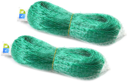 Alma Garden Vogelnet/vijvernet - 2x - groen - polyethylene - 4 x 10 meter - moestuin beschermnet