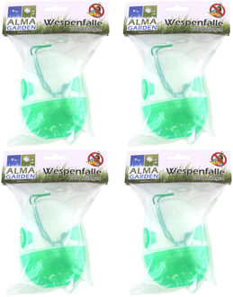 Alma Garden Wespenvanger/wespenval - 4x - groen - kunststof - ophangbaar - 12 cm