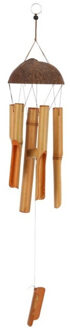 Alma Garden Windgong van bamboe hout - D12 x H60 cm - Tuin/balkon
