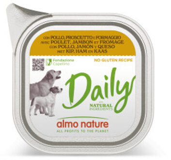 Almo Nature Daily met kip, ham en kaas natvoer hond 32 x 100 g