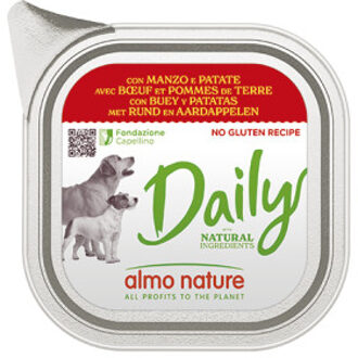 Almo Nature Daily met rund en aardappelen natvoer hond 64 x 100 g