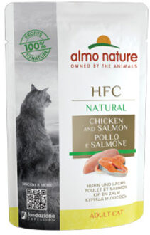 Almo Nature HFC Natural kip met zalm natvoer kat (55 g) 48 x 55 g
