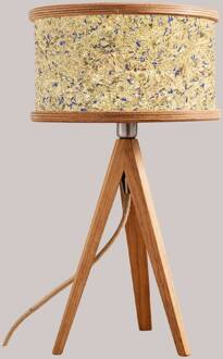 ALMUT 2610 tafellamp, hooi met blauwe korenbloemen eiken natuur, meerkleurig