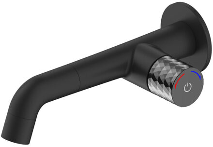 Aloni Flow Wastafelmengkraan - 22.4x11.2x7cm - drukknop - inbouw - zwart mat KS405506B