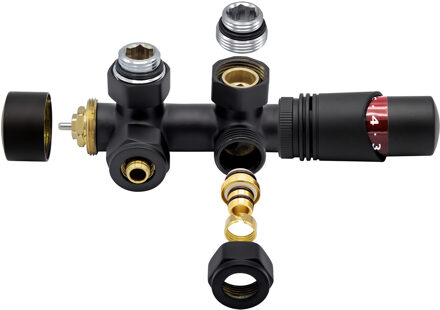 Aloni Radiator Onderblok BWS Evie Haaks Mat Zwart Midden Aansluiting