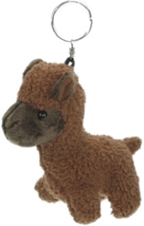 Alpaca mini knuffel sleutelhanger - 12 cm - bruin - Pluche dieren cadeau - knuffels - voor kinderen