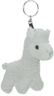Alpaca mini knuffel sleutelhanger 12 cm wit