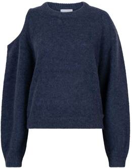 Alpaca trui met cut-out Nelian  donkerblauw - XS,S,M,L,XL,