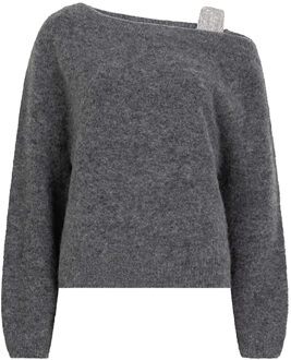 Alpaca trui met glitter detail Yonka  grijs - L,XL,