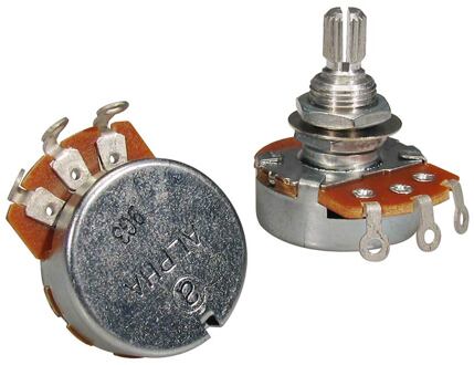 Alpha ALP500-A33 500K audio potentiometer, standard length bushing .375", 3/8" diameter