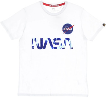 Alpha Industries Nasa Reflecterend T-Shirt voor Mannen Alpha Industries , White , Heren - Xl,L,M