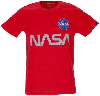 Alpha Industries Reflecterend Nasa T-Shirt voor Mannen Alpha Industries , Red , Heren - Xl,L,M