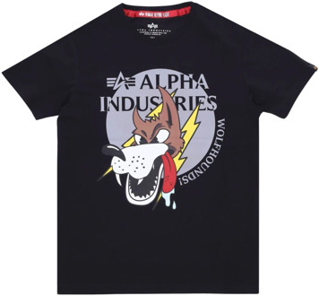 Alpha Industries Wolfhounds Tee - Streetwear Collectie Alpha Industries , Black , Heren - Xl,L