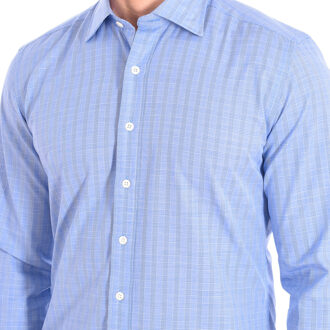 ALPHONSE3 herenoverhemd met lange mouwen en reverskraag Blauw