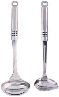 Alpina 2-Delige keukengerei set sauslepel/juslepel en soeplepel 29 en 31 cm van RVS