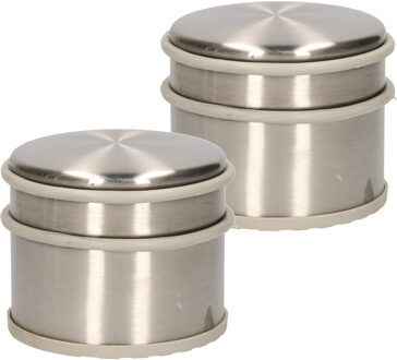Alpina 2x stuks deurstopper van 1.1 kilo staal met grijs kunststof rand 9 x 7 cm - Deurstoppers