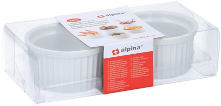 Alpina 2x stuks ovenschaaltjes rond keramiek 9 cm - Ovenschalen Wit