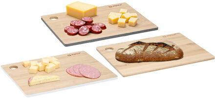 Alpina 3x Snijplank gekleurde en naturel rand - 23 x 30 cm - bamboe hout