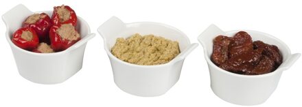 Alpina 3x Tapas/hapjes serveerschaaltjes 9,5 x 4,5 cm - Snack en tapasschalen Wit