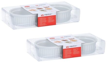 Alpina 4 ovenschaaltjes rond keramiek 9 cm - Ovenschalen Wit