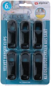 Alpina 6 Knijpers voor kleerhangers zwart