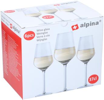 Alpina 6x Witte wijn glazen 370 ml - Wijnglazen Transparant