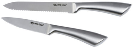 Alpina Aardappel/groente Messenset - 2x stuks - RVS - snij en schilmes - 20/24 cm