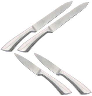 Alpina Aardappel/groente Messenset - 4x stuks - RVS - snij en schilmes - 20/24 cm