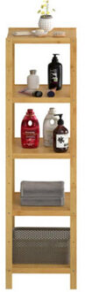 Alpina Badkamer/keuken rek - 5-laags - 33 x 32 x 141 cm - naturel - bamboe hout