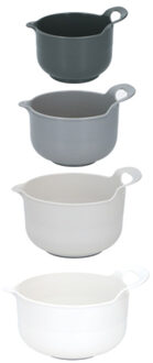 Alpina Beslagkommen/mengkommen/roerkom set - 4x stuks - kunststof - mix kleuren - 1.2/1.65/2.4/3 liter