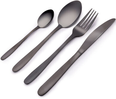 Alpina Bestek - 16-delig - 4 personen - mat zwart - RVS