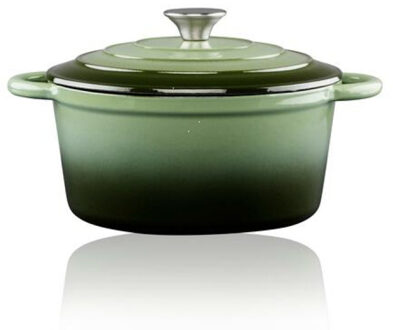 Alpina Braadpan/stoofpan - gietijzer/emaille - 3,8 liter - D24 cm - groen - voor stoofpotten/stoofvlees