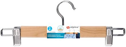 Alpina Broekhanger hout & clips 2pc bruin