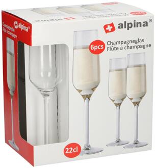 Alpina Champagneglas / glazen 6x stuks 22 centiliter Transparant