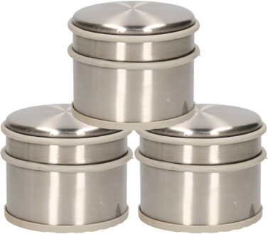 Alpina Deurstopper van 1.1 kilo - 3x stuks - staal - met grijs kunststof rand - 9 x 7 cm