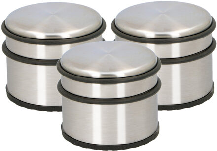 Alpina Deurstopper van 1.1 kilo - Set van 3x stuks - staal - met zwart kunststof rand - 9 x 7 cm