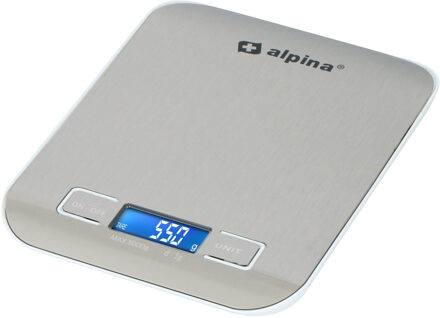 Alpina Digitale keukenweegschaal RVS 18 x 14 cm