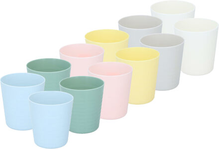 Alpina Drinkbekers - 36x - gekleurd - kunststof - 230 ml - herbruikbaar
