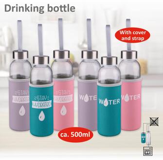 Alpina Drinkfles glas 500ml + effen hoes verschillende