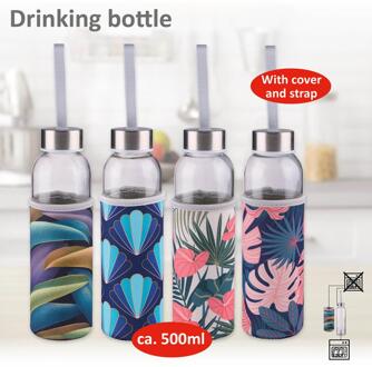 Alpina Drinkfles glas 500ml + hoes verschillende