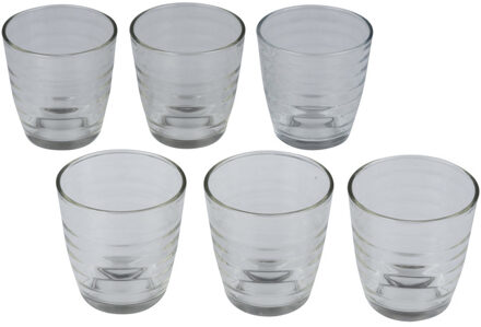 Alpina Drinkglazen - 6x st - transparant - 225 ml - glas - ribbels - waterglazen - glazen