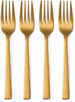 Alpina Gebaksvorkjes - 4x stuks - goud - RVS - taartvorkjes - 15 cm