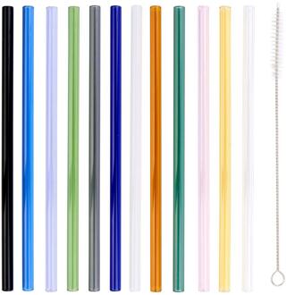 Alpina gekleurde rietjes glas 13-delig verschillende