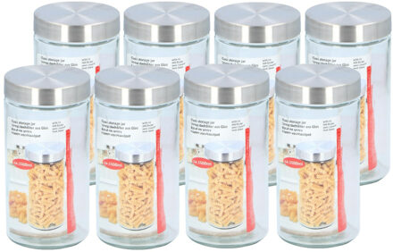 Alpina Glazen luxe voorraadpot/voorraadbus 1500 ml - 8x stuks - 1,5 liter - 22 cm - Voorraadbussen