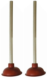 Alpina Gootsteen ontstopper / plopper - 2x - met houten steel - 140 mm - toilet onstopper