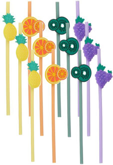 Alpina Hawaii/Fruit thema feest drinkrietjes - 12x stuks - 22 cm - kunststof - Tropisch themafeest