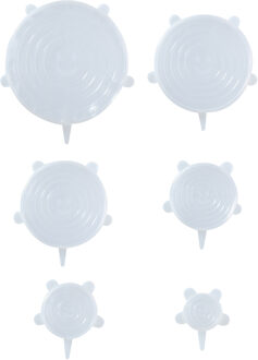 Alpina herbruikbare eco vershoud deksels - van rekbaar silicone - - 6x stuks in 6 formaten