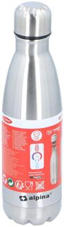 Alpina Isolerende drinkfles - Thermosfles - met Schroefdop - Dubbelwandig - 500 ml - RVS Zilverkleurig