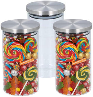Alpina keuken en voedsel voorraadpot - Set van 3x stuks - snoeppot - glas - 950 ml - 10 x 18 cm - me